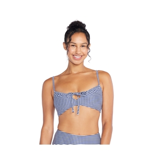 Speedo Womens Textured Stripe Tie Front Bandeau Top